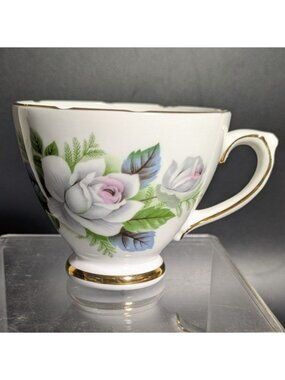 Royal Sutherland Bone China Tea Cup Floral England Gold Trim Vintage Rose